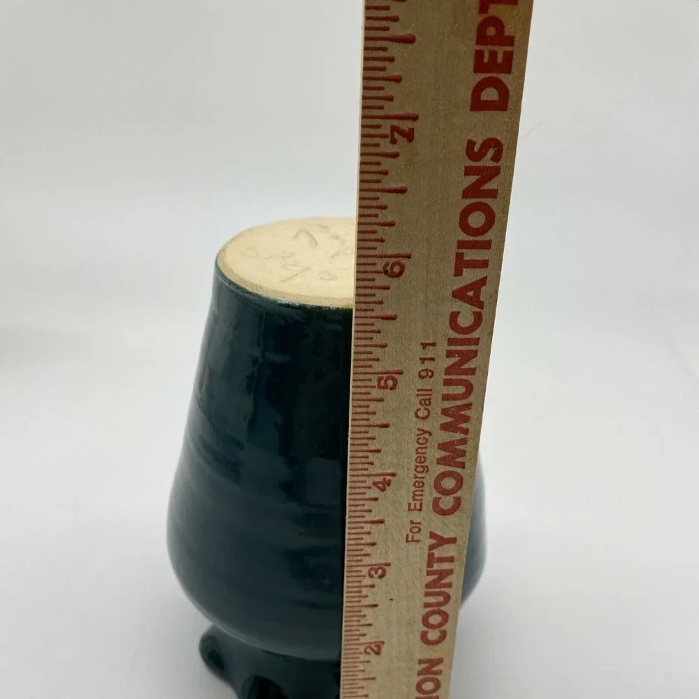 Vintage 90s R&L Studio Pottery Vase Seagrove NC Green Hearts Signed S Richardson